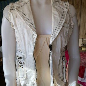 White Denim Vest~ Bought in Hollywood, designer vest